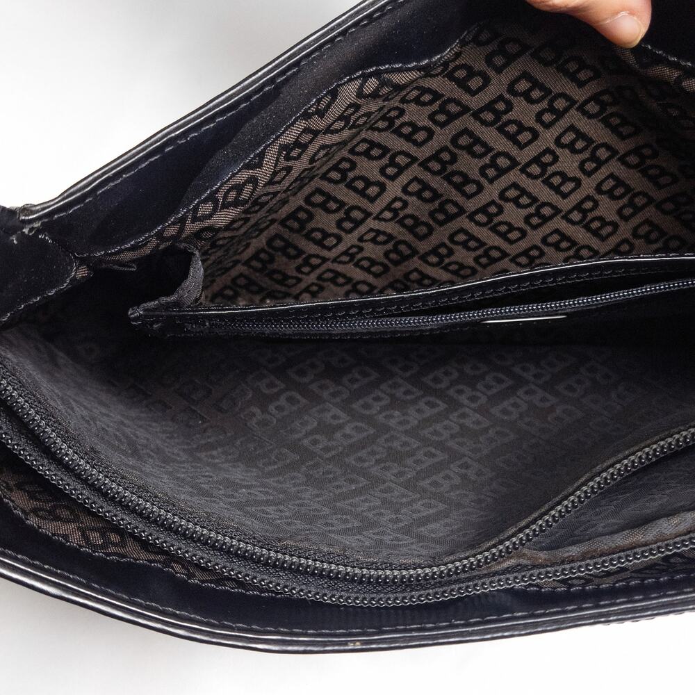 Bally Woven Leather Shoulder Bag Black Structured Minimalist Quiet Luxury - Picture 9 of 12